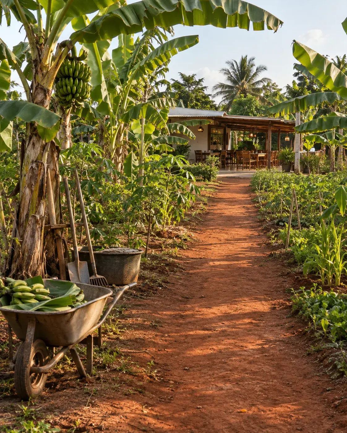 Le chemin qui relie la ferme au restaurant