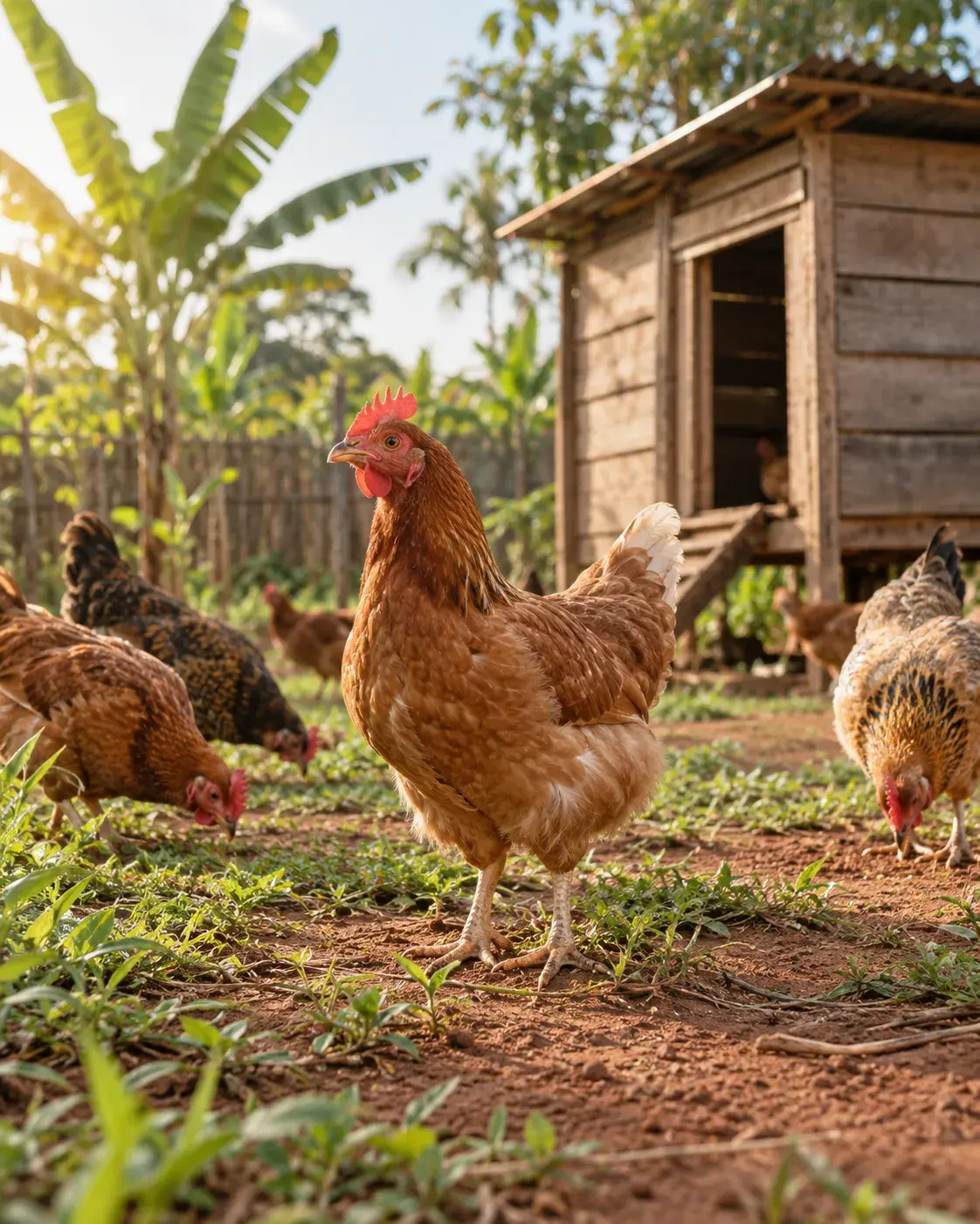 Poules en liberté à la ferme