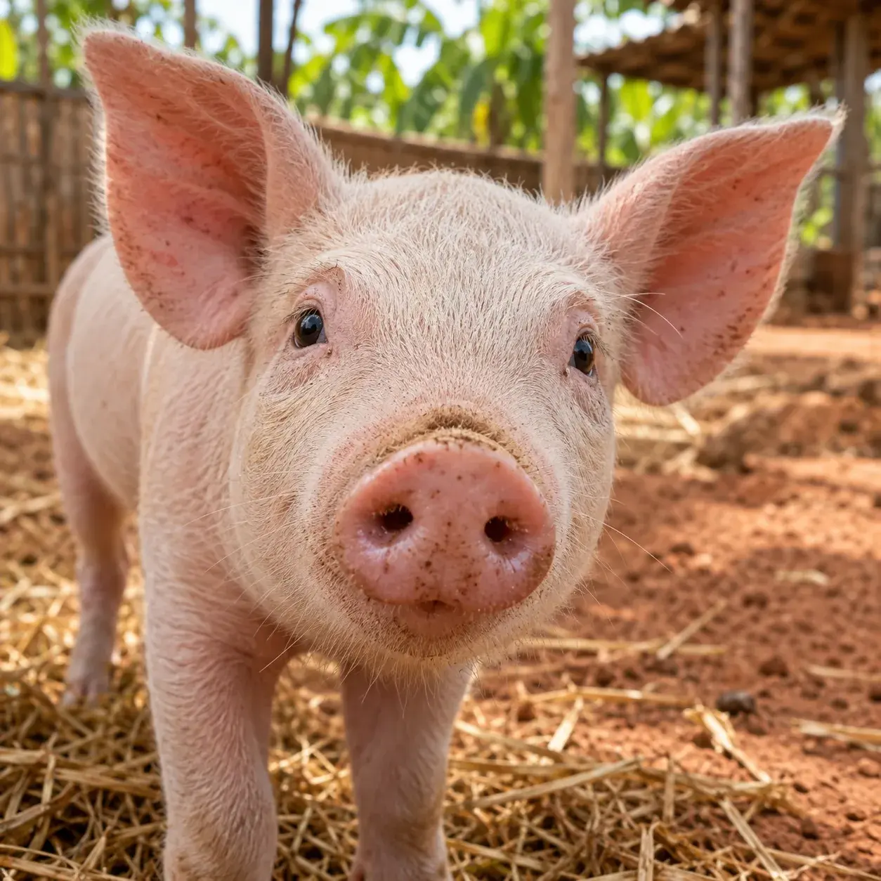 Jeune porc en gros plan