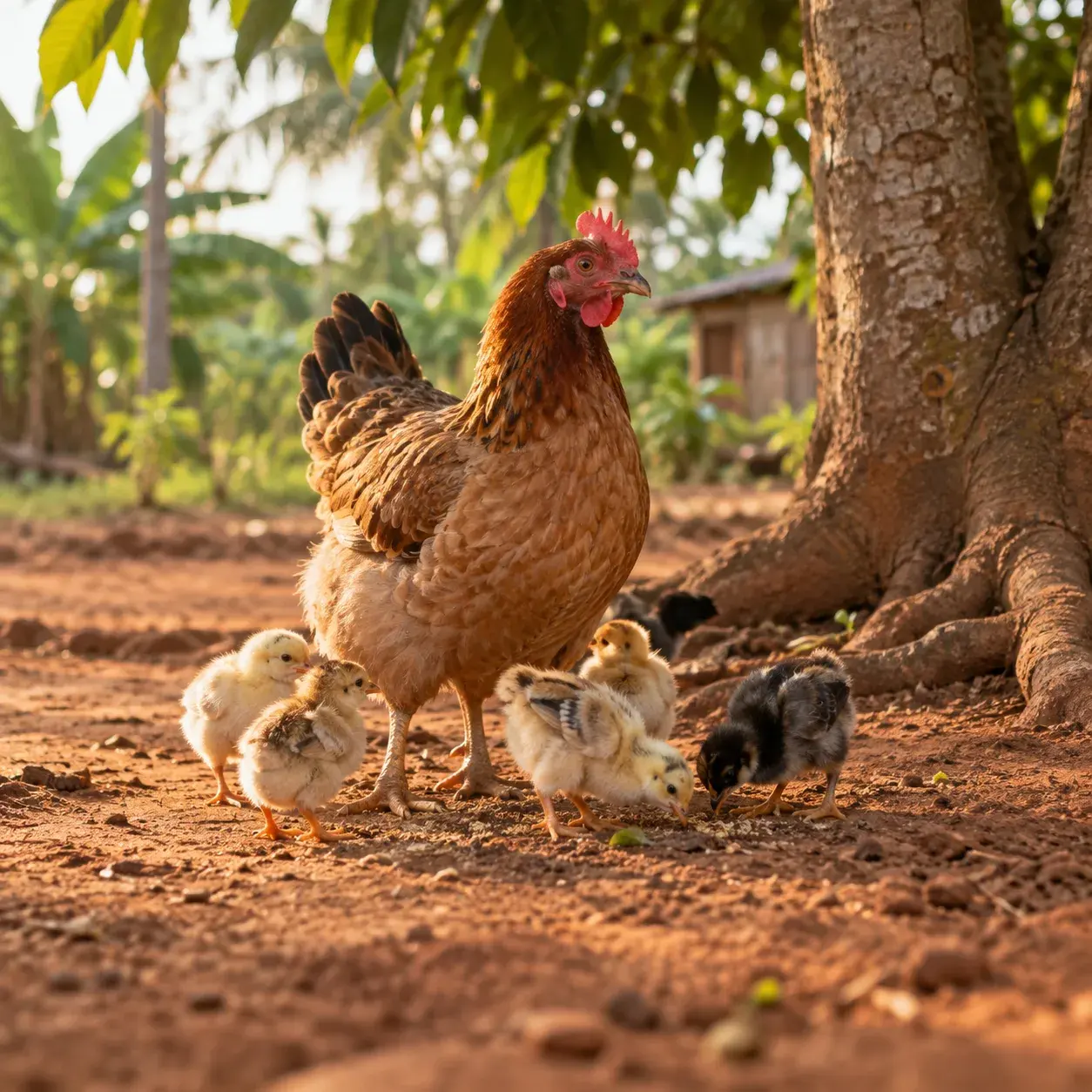 Poule et poussins