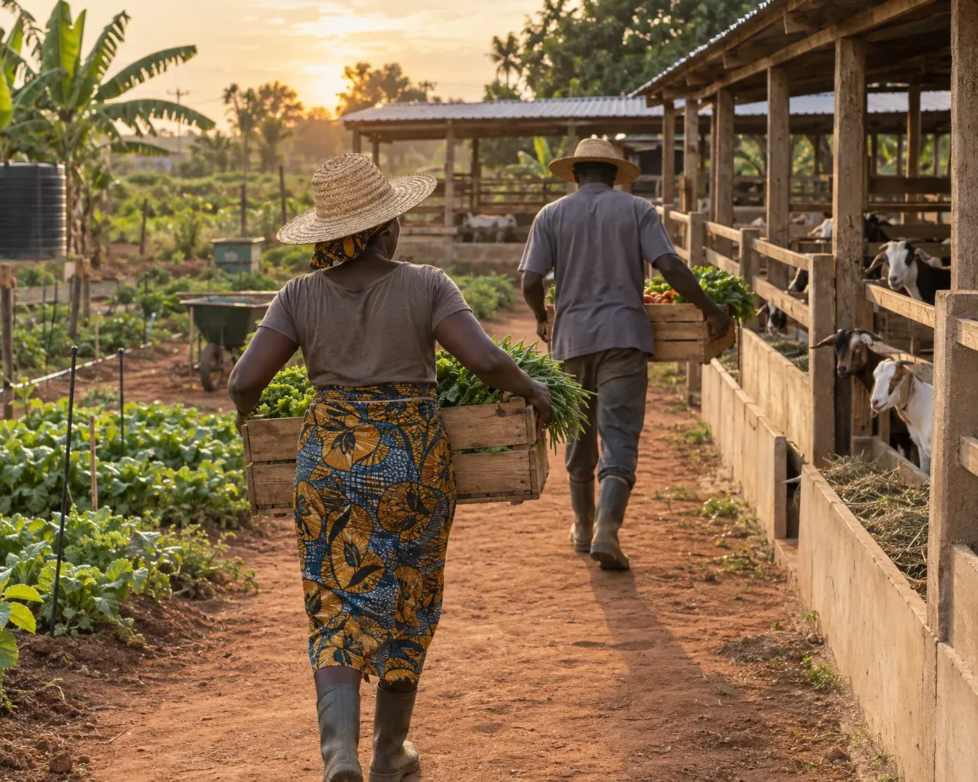 Travailleurs de la ferme au travail