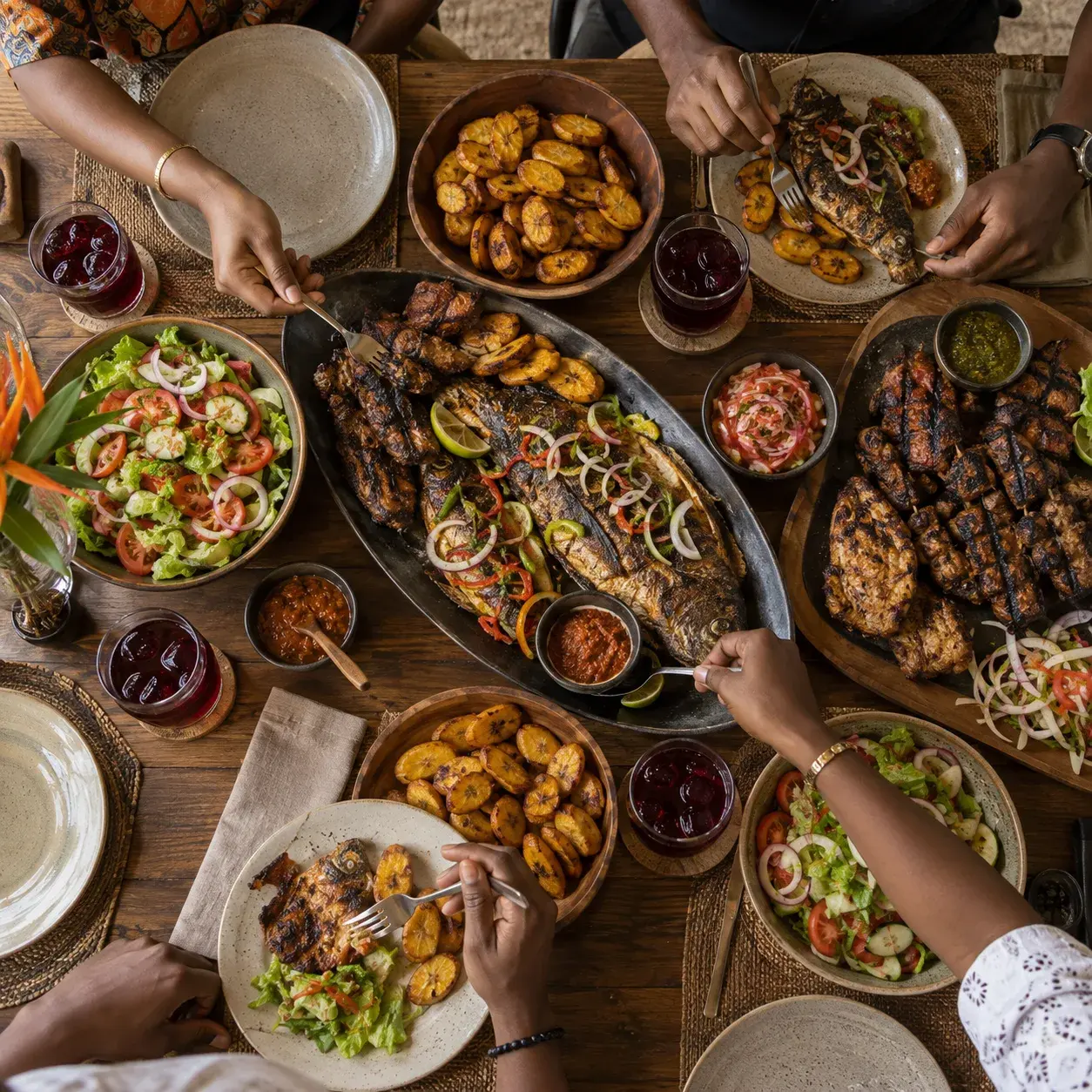 Grande tablée autour des plateaux de grillades