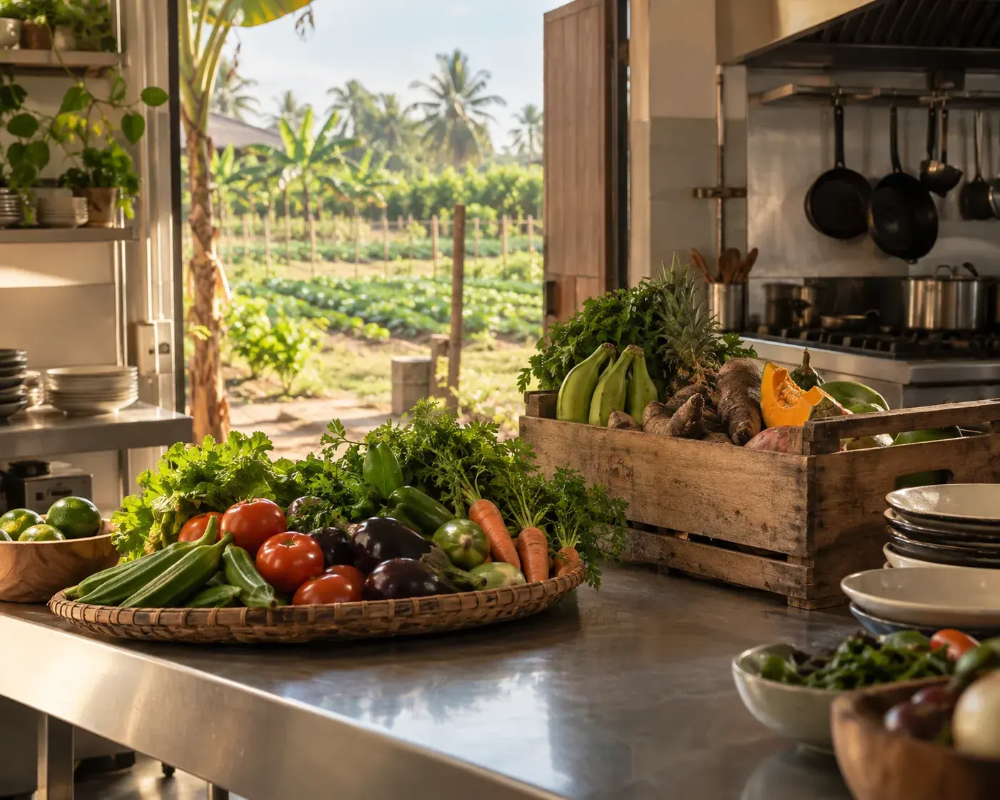 Les produits de la ferme arrivent en cuisine